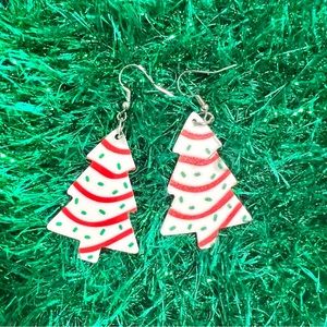 Vintage Christmas Tree Shaped Dangle Earrings For Women, Acrylic Holiday